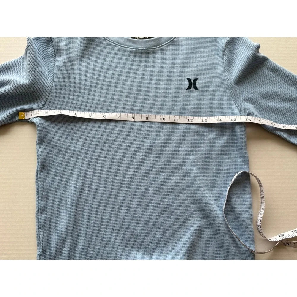 Hurley Boys Long Sleeve Shirt 10/12 – Light Blue Logo Tee – Casual Surfcore